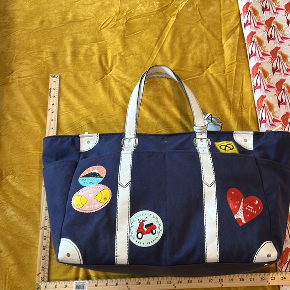 Kate Spade New York Extra Large Canvas & Leather Travel/ Diaper/Weekend Bag VGUC - Picture 12 of 14